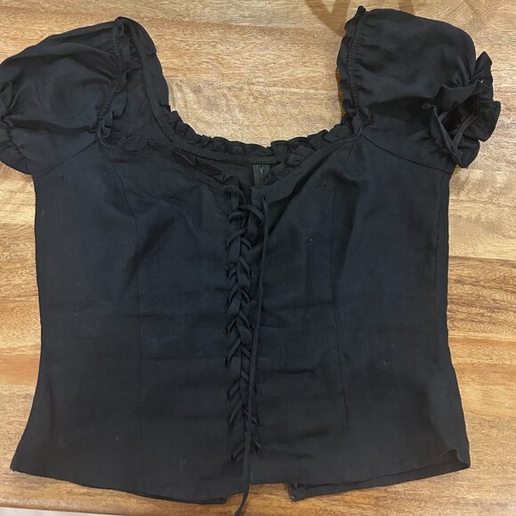 Reformation corset Cassidy cottagecore lace up linen top size 6 - Picture 3 of 4